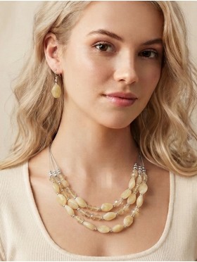 Fashion Diamond Beads Necklace and Earrings Set
